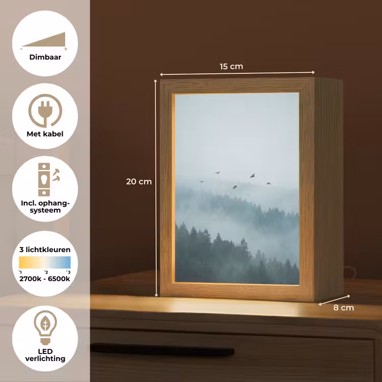 Gepersonaliseerde lightbox - Bos - Mist - Vogels - Natuur - Groen — 7