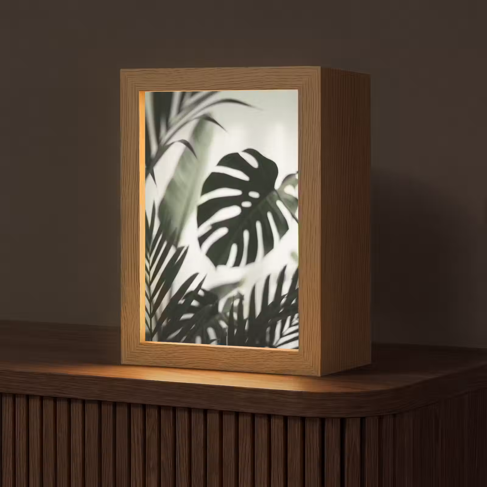 Gepersonaliseerde lightbox - Planten - Bladeren - Natuur - Minimalistisch - Groen — 1