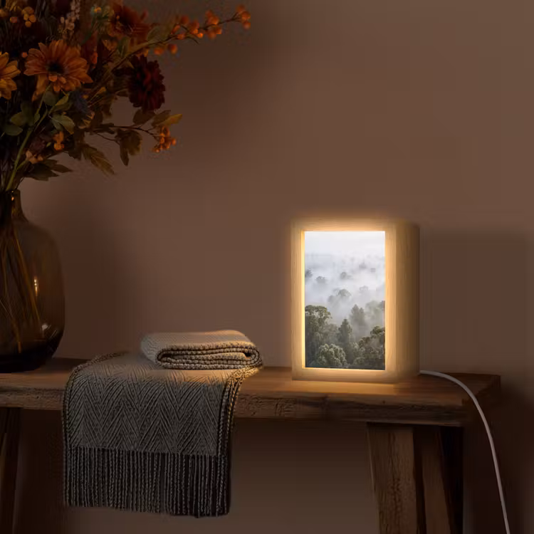 Gepersonaliseerde lightbox - Natuur - Mist - Bos - Ochtend - Goud — 3