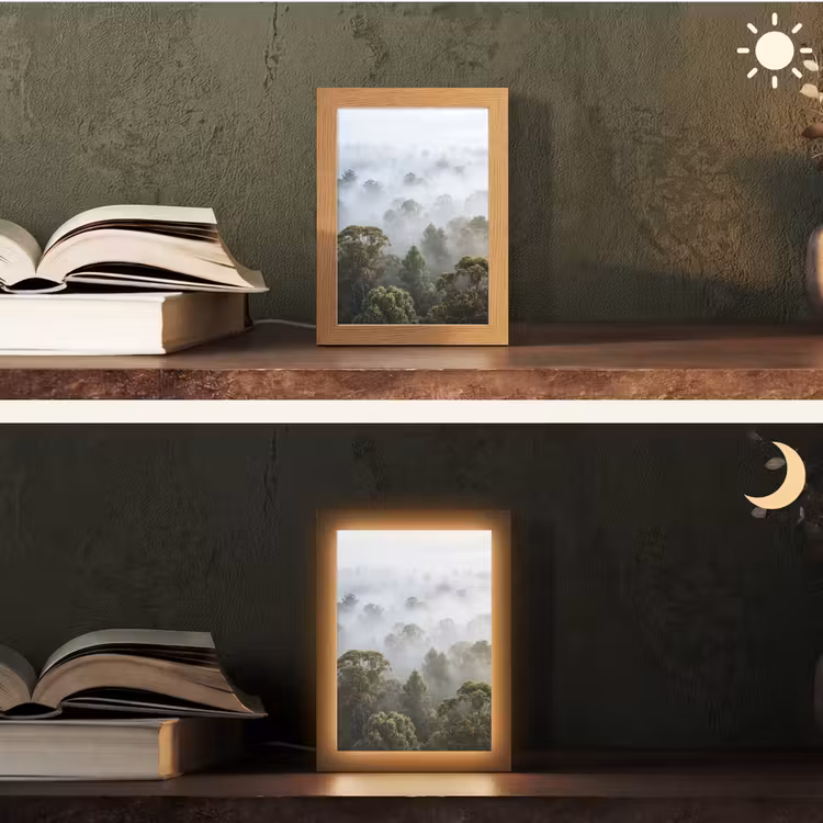 Gepersonaliseerde lightbox - Natuur - Mist - Bos - Ochtend - Goud — 5