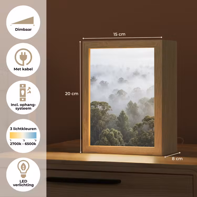 Gepersonaliseerde lightbox - Natuur - Mist - Bos - Ochtend - Goud — 7
