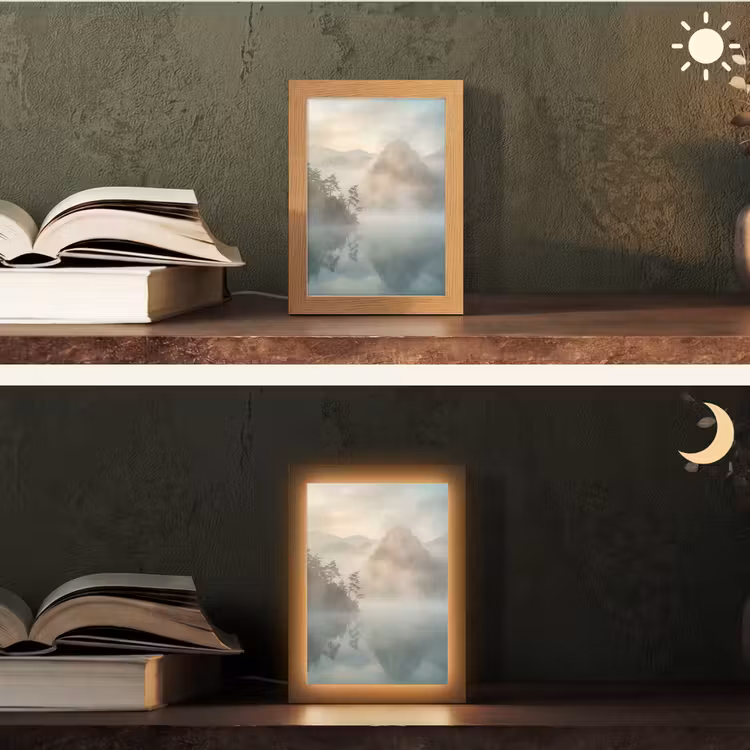 Gepersonaliseerde lightbox - Landschap - Bergen - Mist - Water - Natuur — 5