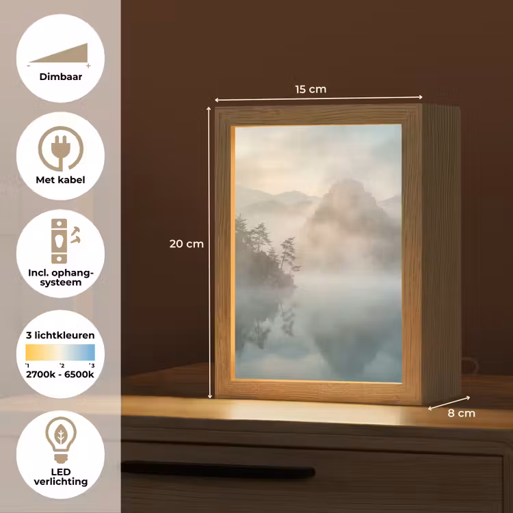 Gepersonaliseerde lightbox - Landschap - Bergen - Mist - Water - Natuur — 7