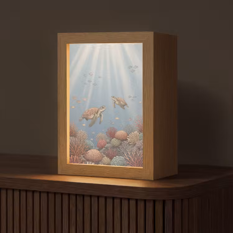 Gepersonaliseerde lightbox - Schildpad - Onderwater - Natuur - Illustratie — 1