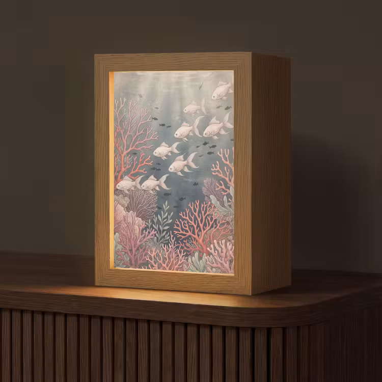 Gepersonaliseerde lightbox - Vis - Koraal - Onderwater - Illustratie - Vintage — 1