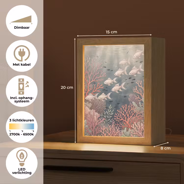 Gepersonaliseerde lightbox - Vis - Koraal - Onderwater - Illustratie - Vintage — 7