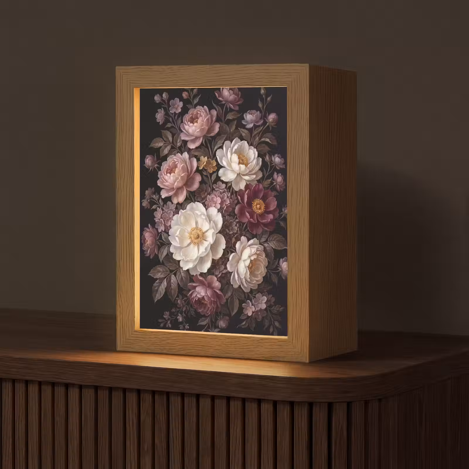 Gepersonaliseerde lightbox - Bloemen - Boeket - Klassiek - Donker - Rood — 1