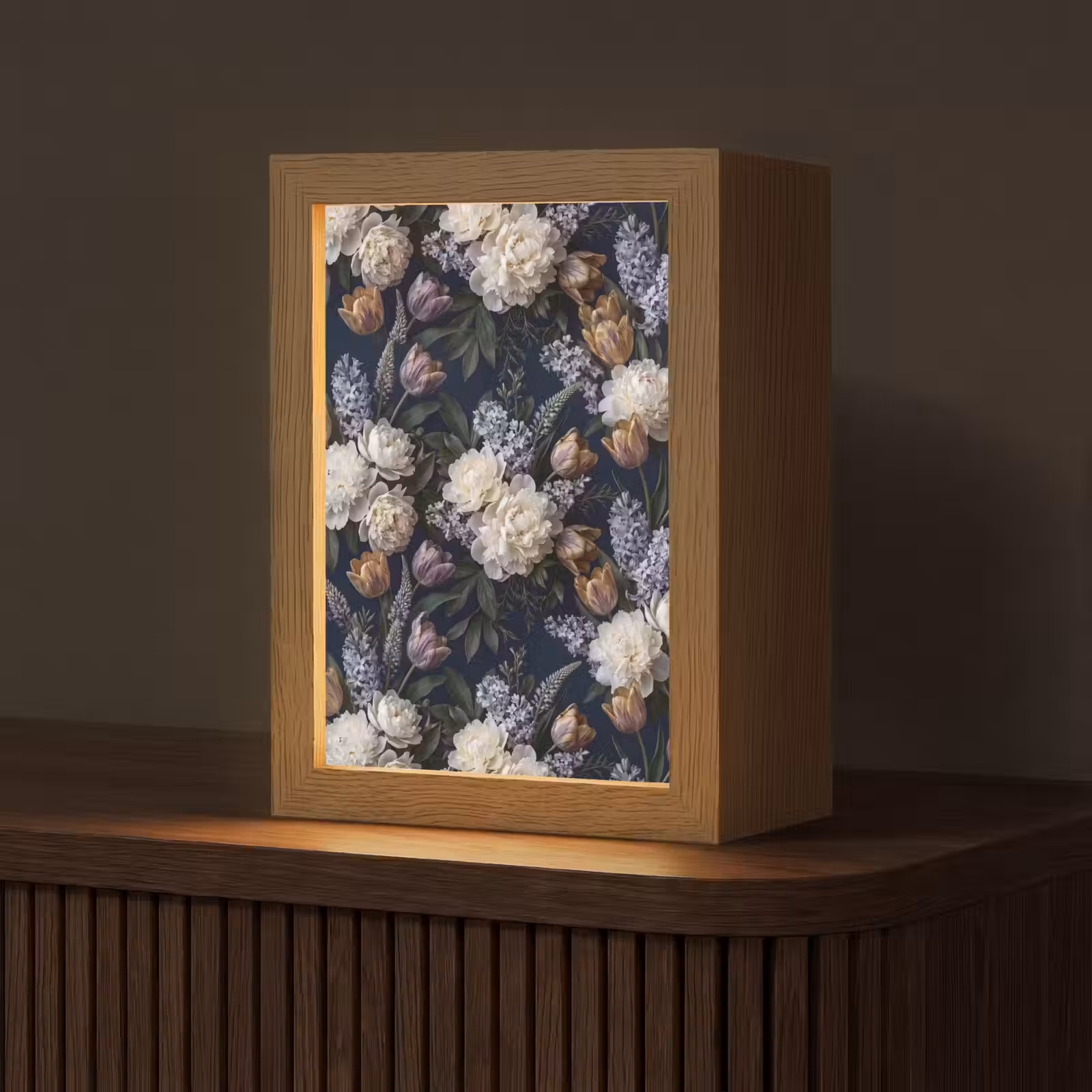 Gepersonaliseerde lightbox - Bloemen - Donker - Elegant - Natuur - Wit — 1