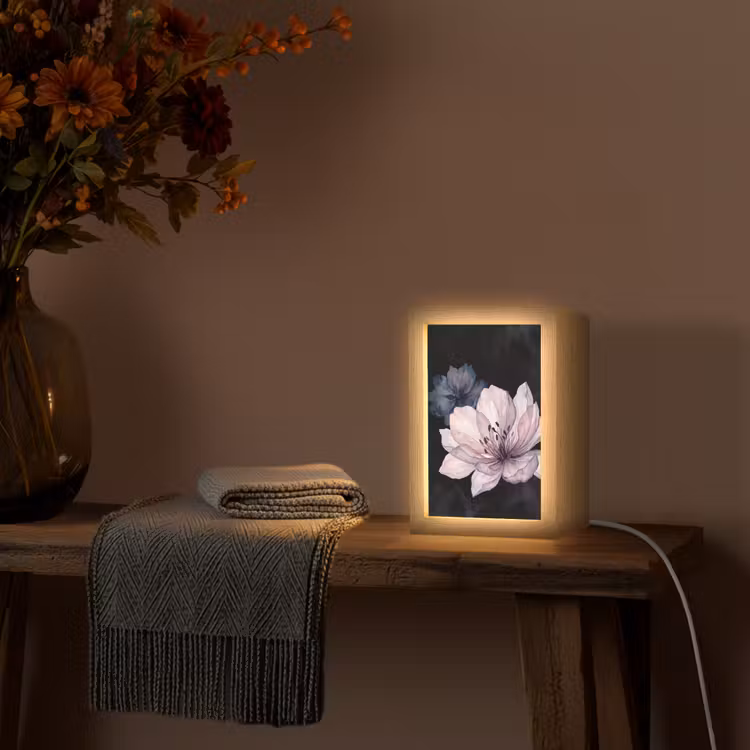 Gepersonaliseerde lightbox - Bloemen - Aquarel - Modern - Roze - Donker — 3