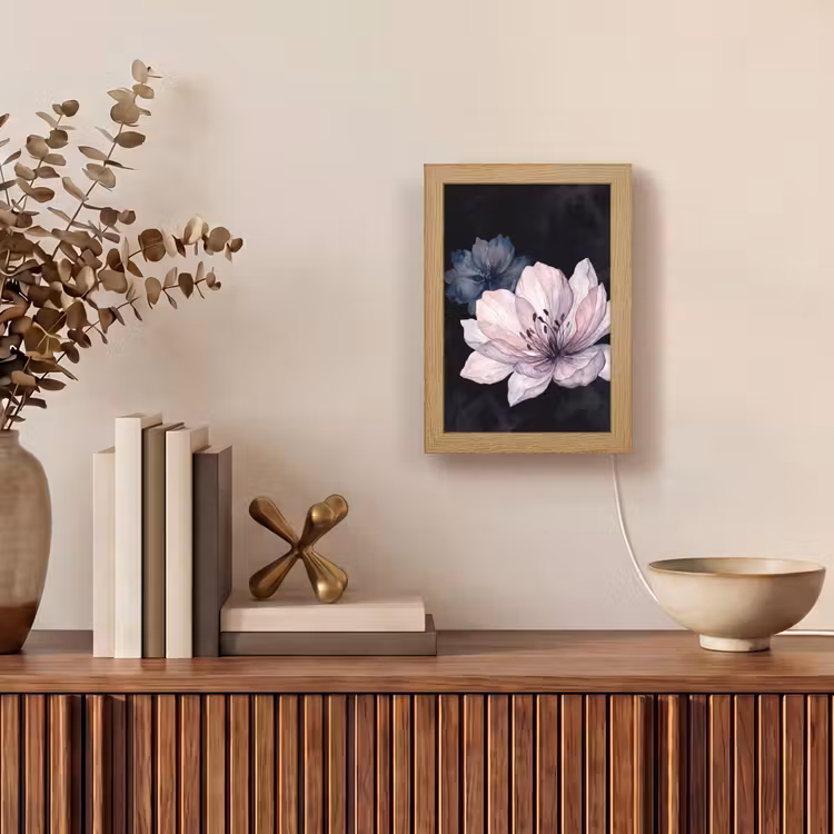 Gepersonaliseerde lightbox - Bloemen - Aquarel - Modern - Roze - Donker — 4