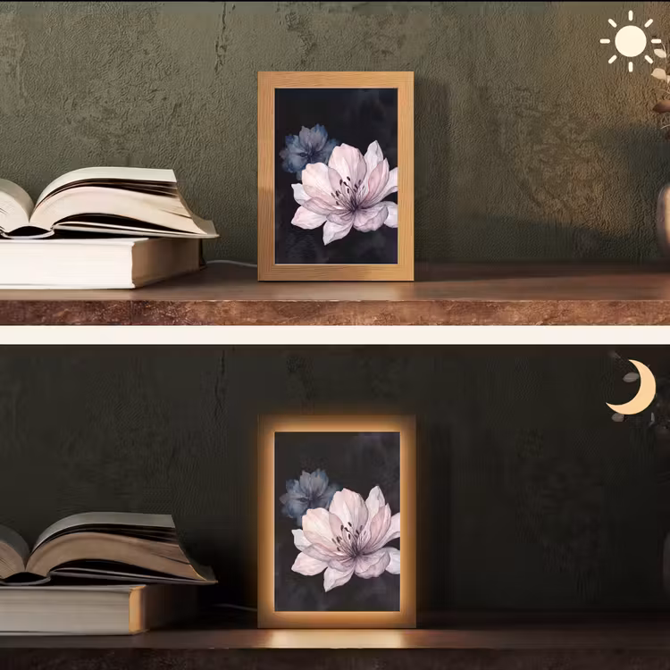 Gepersonaliseerde lightbox - Bloemen - Aquarel - Modern - Roze - Donker — 5