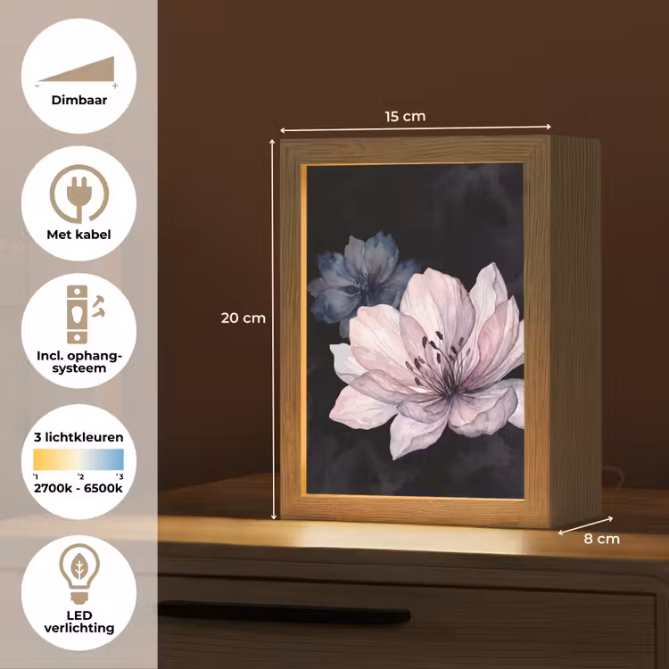 Gepersonaliseerde lightbox - Bloemen - Aquarel - Modern - Roze - Donker — 7