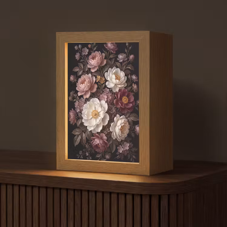 Gepersonaliseerde lightbox - Bloemen - Boeket - Klassiek - Donker - Rood — 1