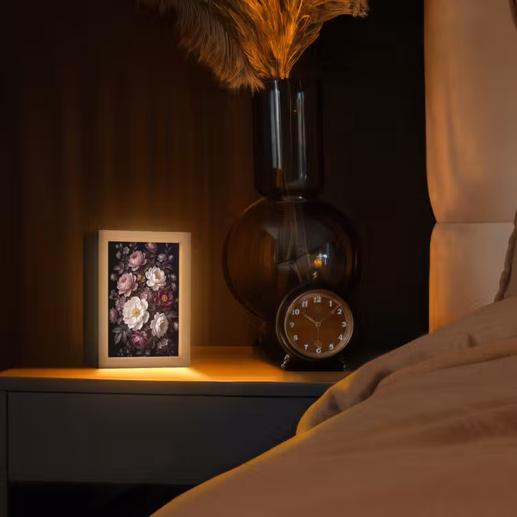 Gepersonaliseerde lightbox - Bloemen - Boeket - Klassiek - Donker - Rood — 2