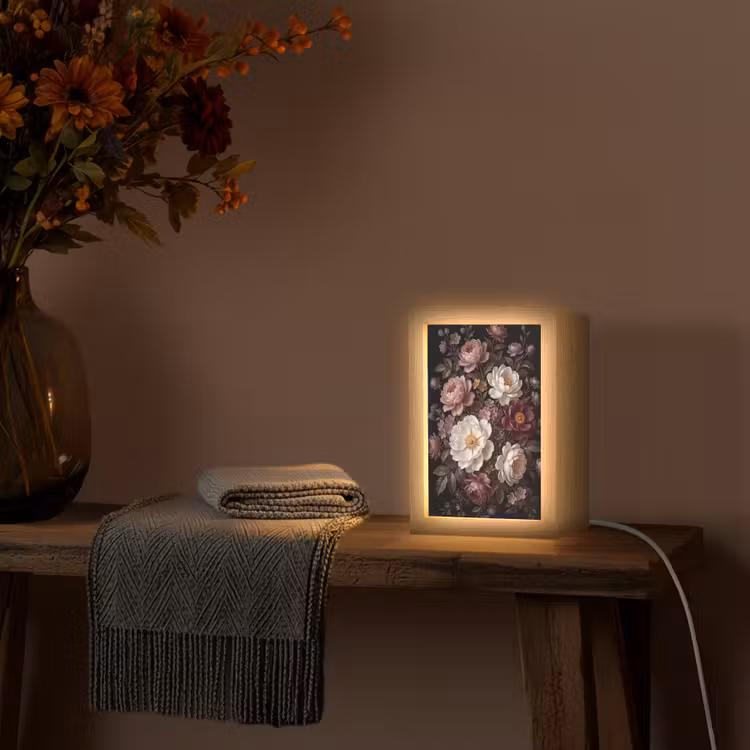 Gepersonaliseerde lightbox - Bloemen - Boeket - Klassiek - Donker - Rood — 3
