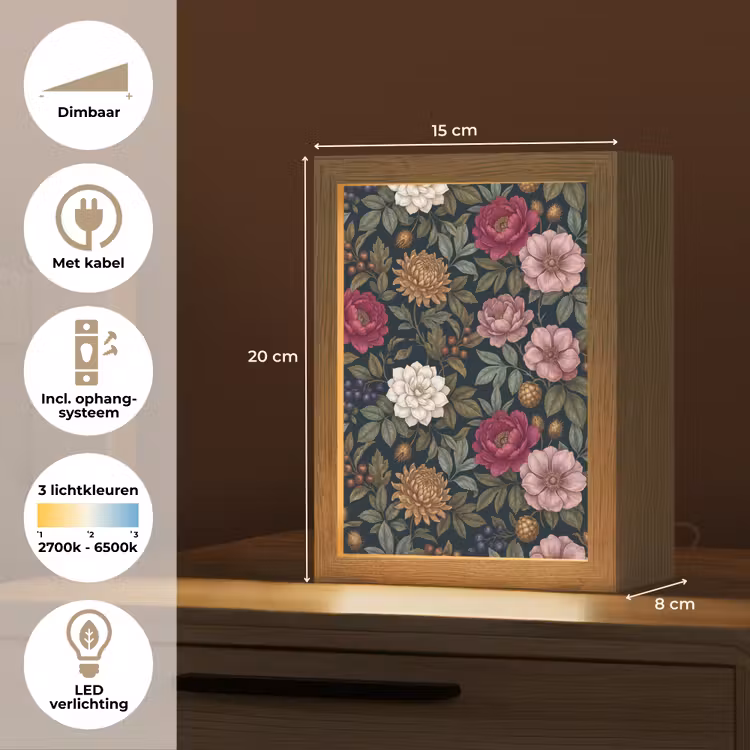 Gepersonaliseerde lightbox - Bloemen - Botanisch - Illustratie - Donker - Vintage — 7