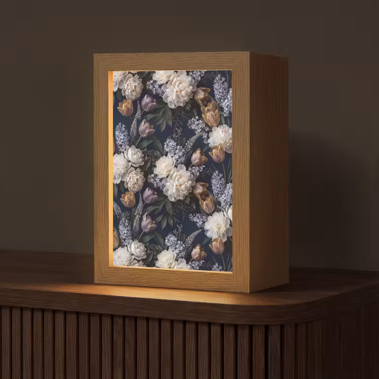 Gepersonaliseerde lightbox - Bloemen - Donker - Elegant - Natuur - Wit — 1