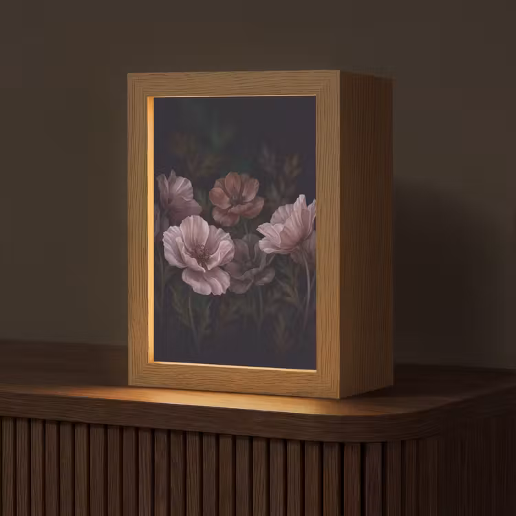 Gepersonaliseerde lightbox - Bloemen - Natuur - Roze - Donker - Modern — 1