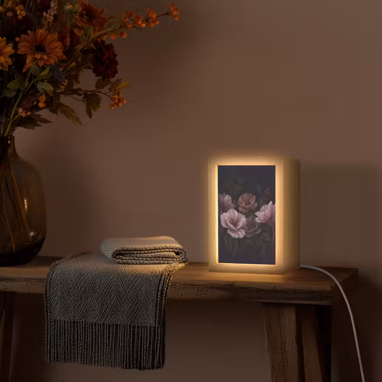 Gepersonaliseerde lightbox - Bloemen - Natuur - Roze - Donker - Modern — 3