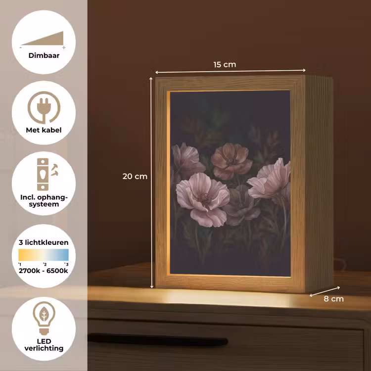 Gepersonaliseerde lightbox - Bloemen - Natuur - Roze - Donker - Modern — 7