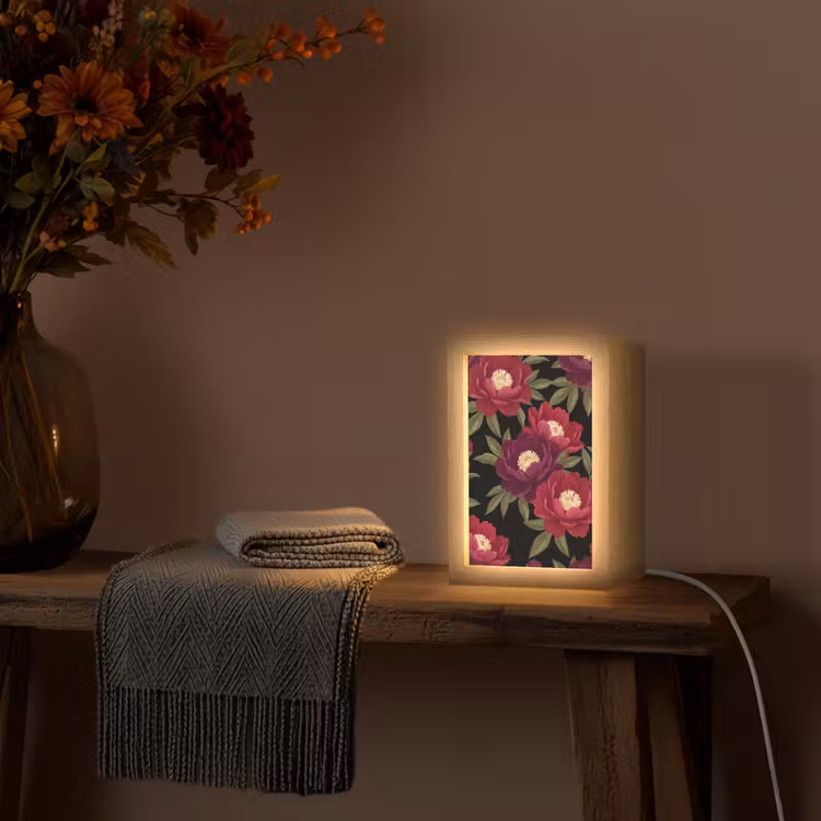 Gepersonaliseerde lightbox - Bloemen - Patroon - Botanisch - Rood - Zwart — 3