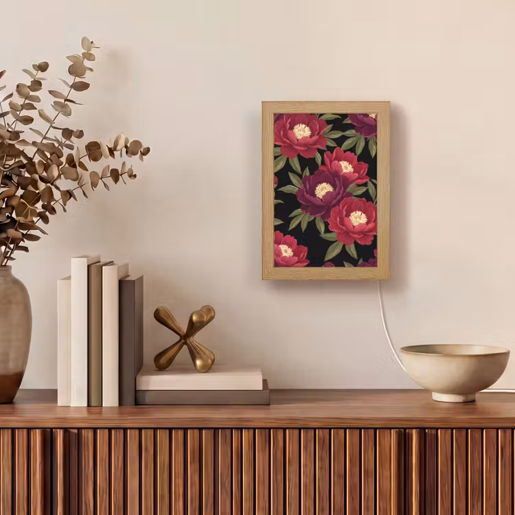 Gepersonaliseerde lightbox - Bloemen - Patroon - Botanisch - Rood - Zwart — 4