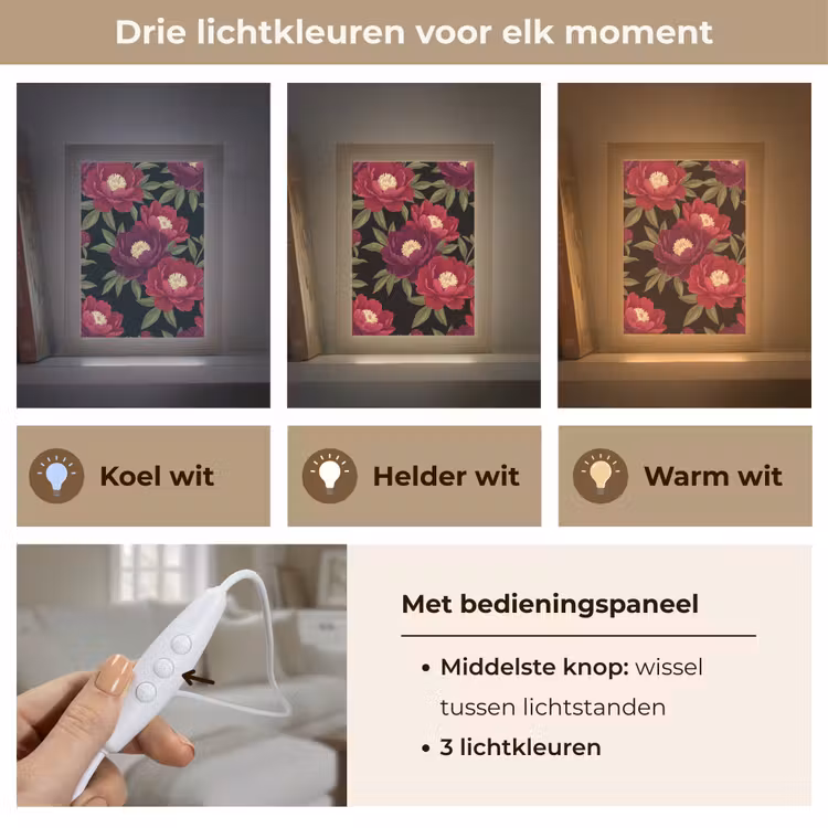 Gepersonaliseerde lightbox - Bloemen - Patroon - Botanisch - Rood - Zwart — 6