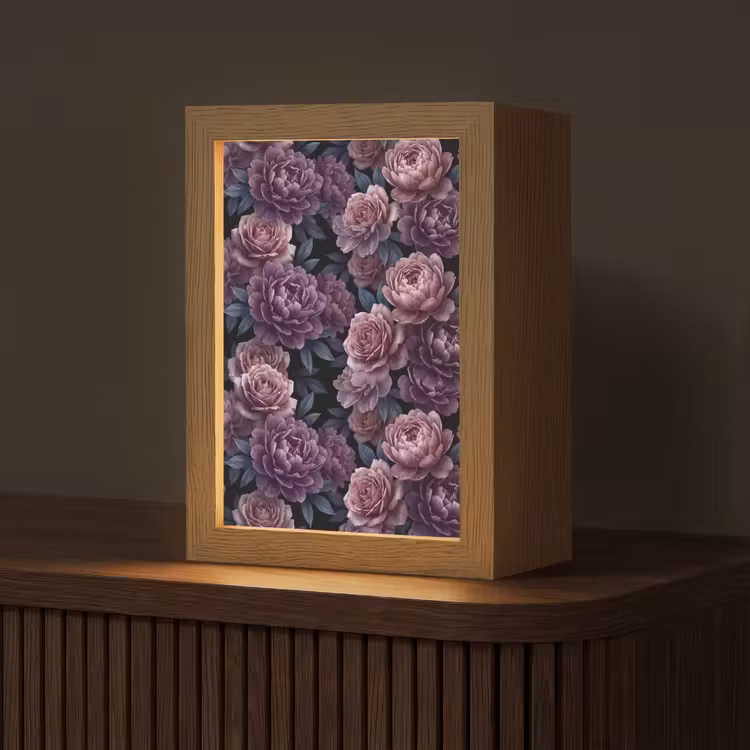 Gepersonaliseerde lightbox - Bloemen - Patroon - Donker - Botanisch - Paars — 1