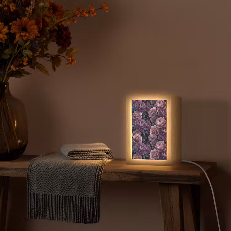 Gepersonaliseerde lightbox - Bloemen - Patroon - Donker - Botanisch - Paars — 3