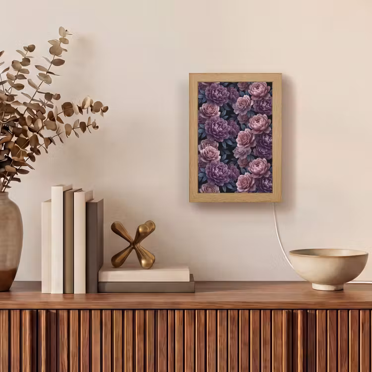 Gepersonaliseerde lightbox - Bloemen - Patroon - Donker - Botanisch - Paars — 4