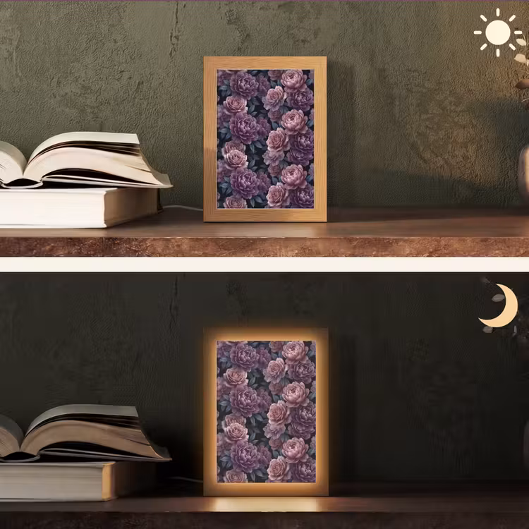 Gepersonaliseerde lightbox - Bloemen - Patroon - Donker - Botanisch - Paars — 5