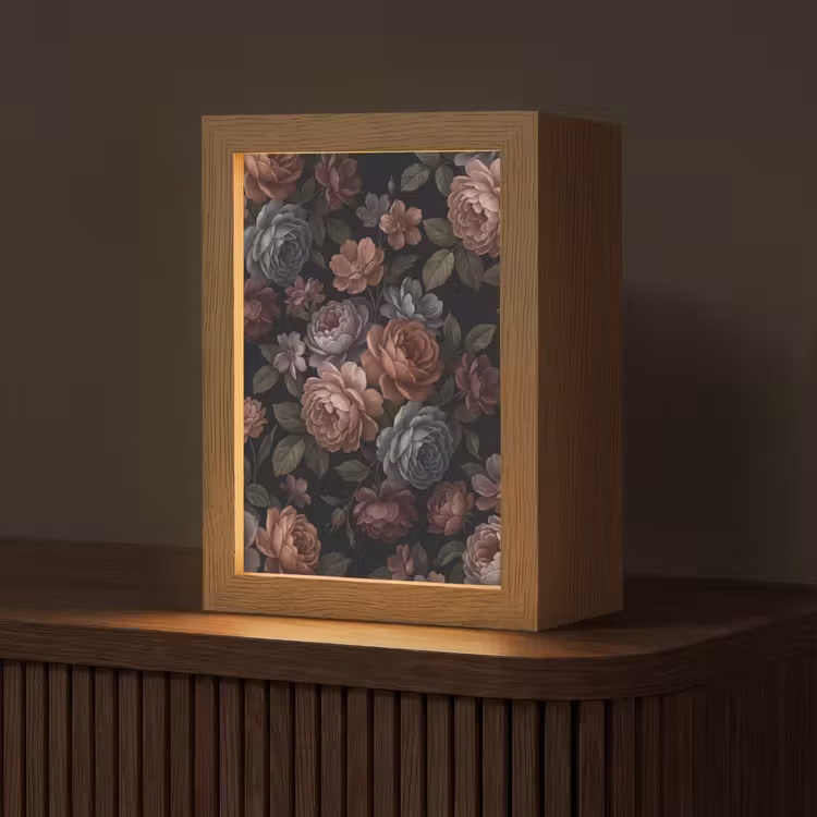 Gepersonaliseerde lightbox - Bloemen - Patroon - Vintage - Donker - Roze — 1