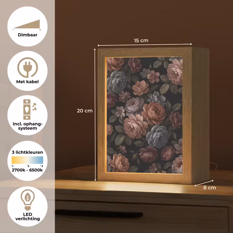 Gepersonaliseerde lightbox - Bloemen - Patroon - Vintage - Donker - Roze — 7