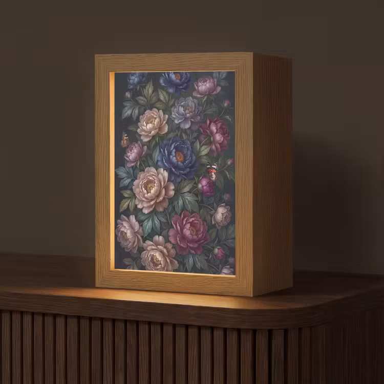 Gepersonaliseerde lightbox - Bloemen - Vlinder - Natuur - Modern - Paars — 1