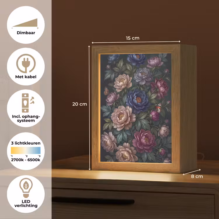 Gepersonaliseerde lightbox - Bloemen - Vlinder - Natuur - Modern - Paars — 7