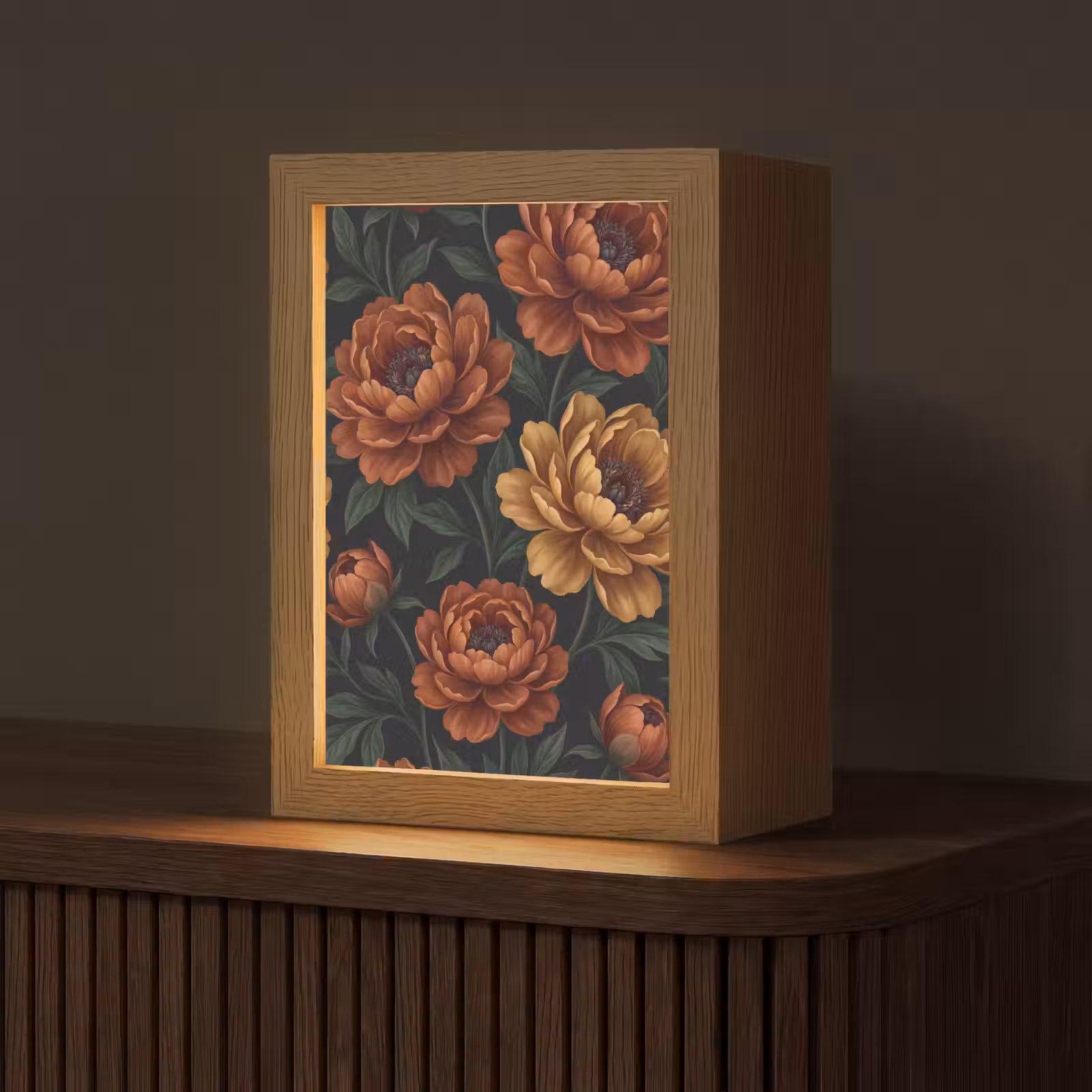 Gepersonaliseerde lightbox - Bloemen - Bladeren - Natuur - Modern - Oranje — 1