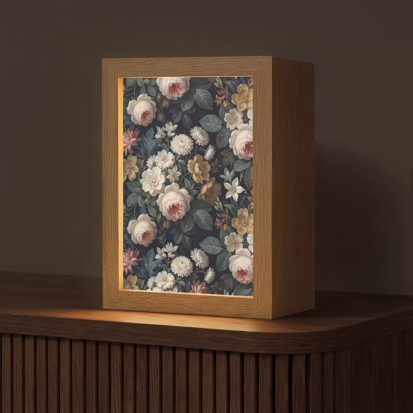 Gepersonaliseerde lightbox - Bloemen - Boeket - Botanisch - Vintage - Donkere achtergrond — 1