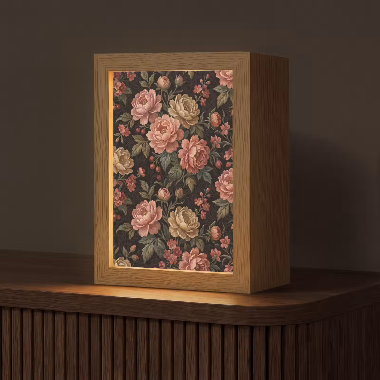 Gepersonaliseerde lightbox - Bloemen - Patroon - Natuur - Vintage - Roze — 1