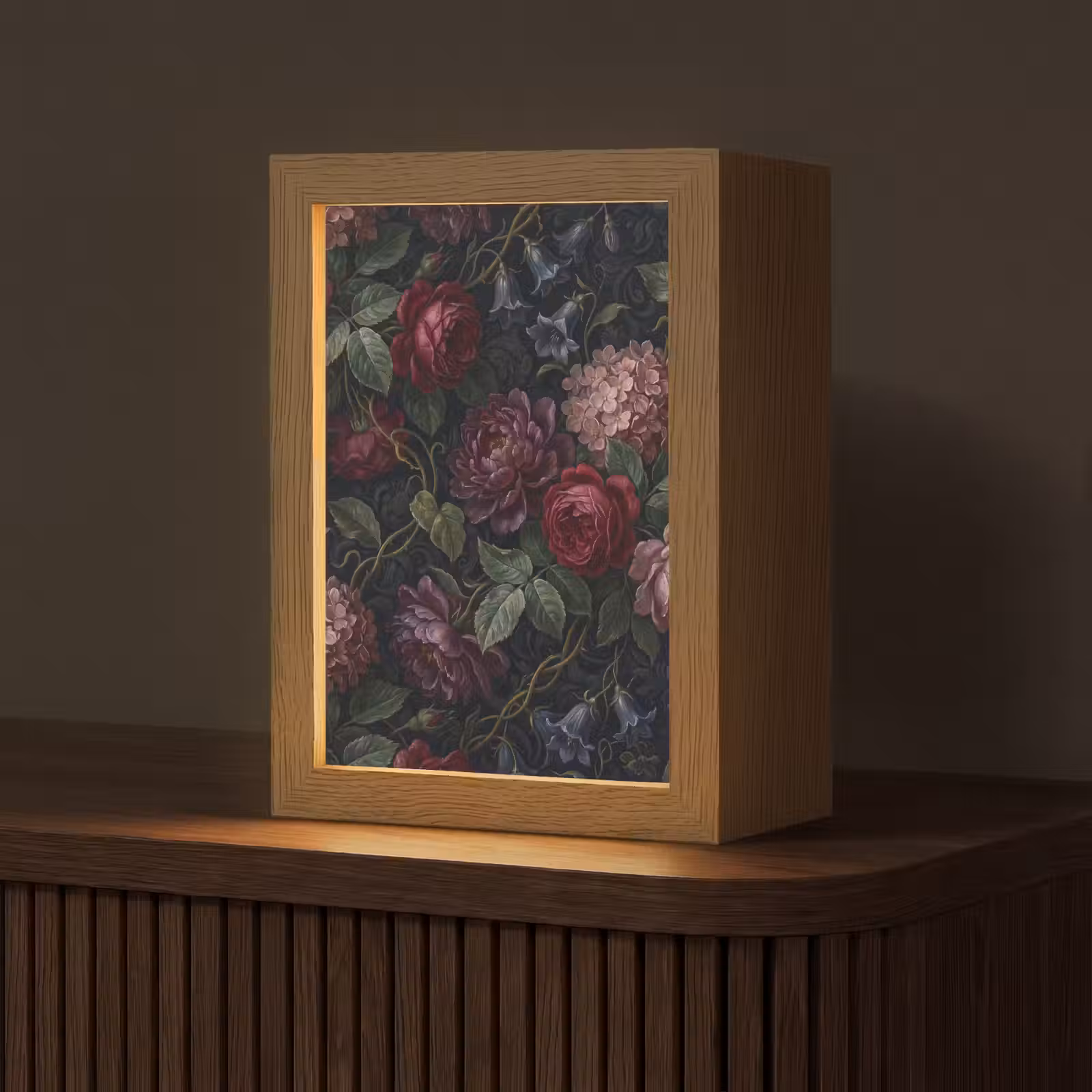 Gepersonaliseerde lightbox - Bloemen - Rood - Klassiek - Donker - Patroon — 1