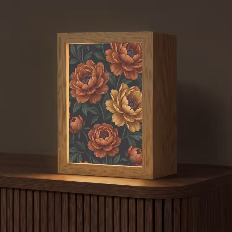 Gepersonaliseerde lightbox - Bloemen - Bladeren - Natuur - Modern - Oranje — 1