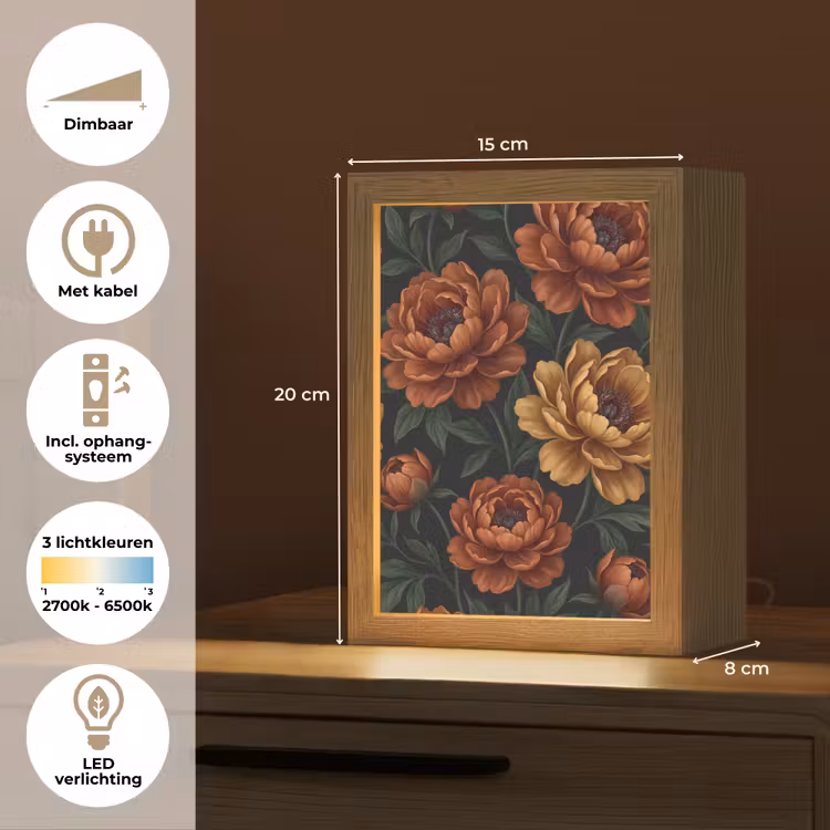 Gepersonaliseerde lightbox - Bloemen - Bladeren - Natuur - Modern - Oranje — 7
