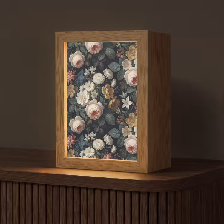 Gepersonaliseerde lightbox - Bloemen - Boeket - Botanisch - Vintage - Donkere achtergrond — 1