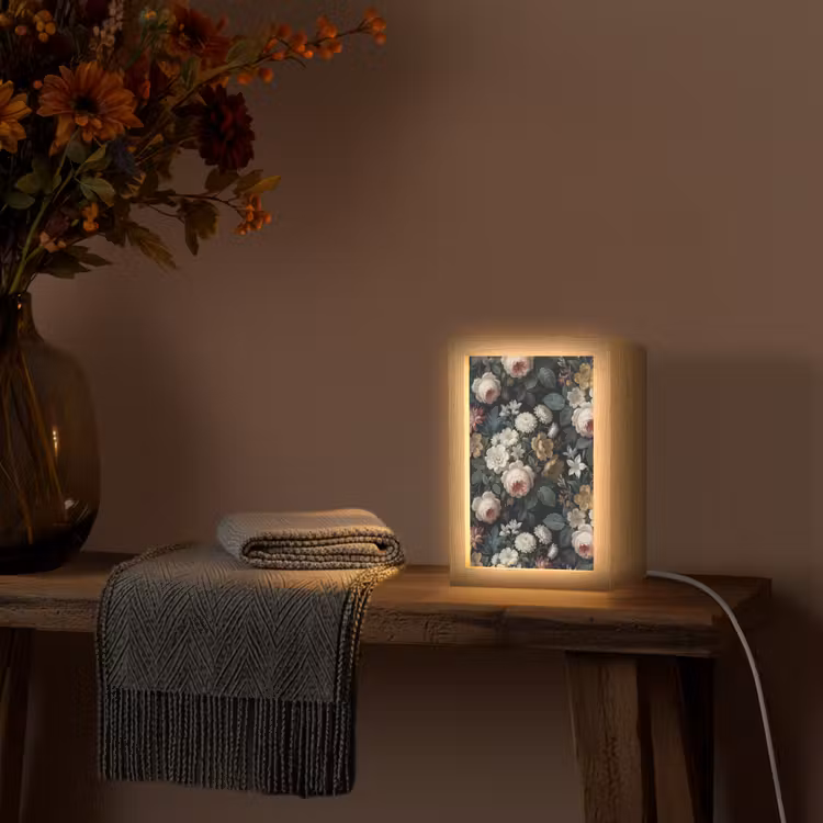 Gepersonaliseerde lightbox - Bloemen - Boeket - Botanisch - Vintage - Donkere achtergrond — 3