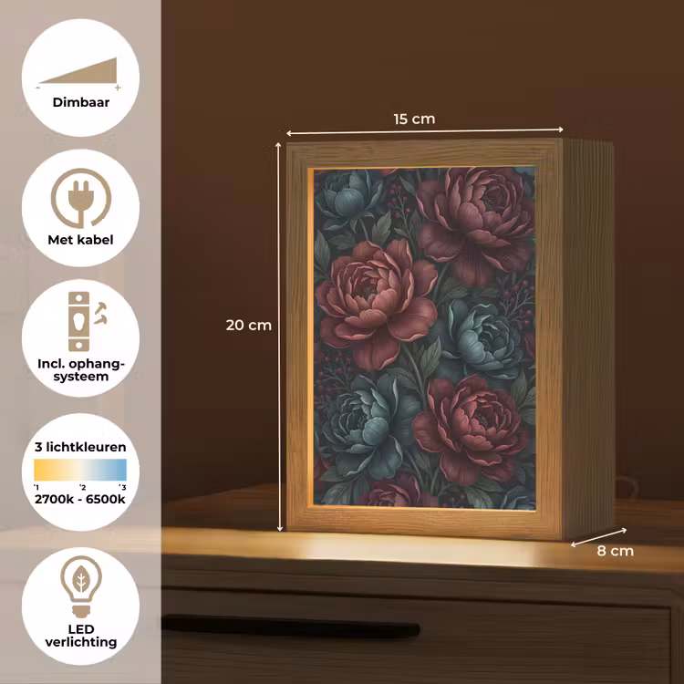 Gepersonaliseerde lightbox - Bloemen - Patroon - Natuur - Klassiek - Donker — 7