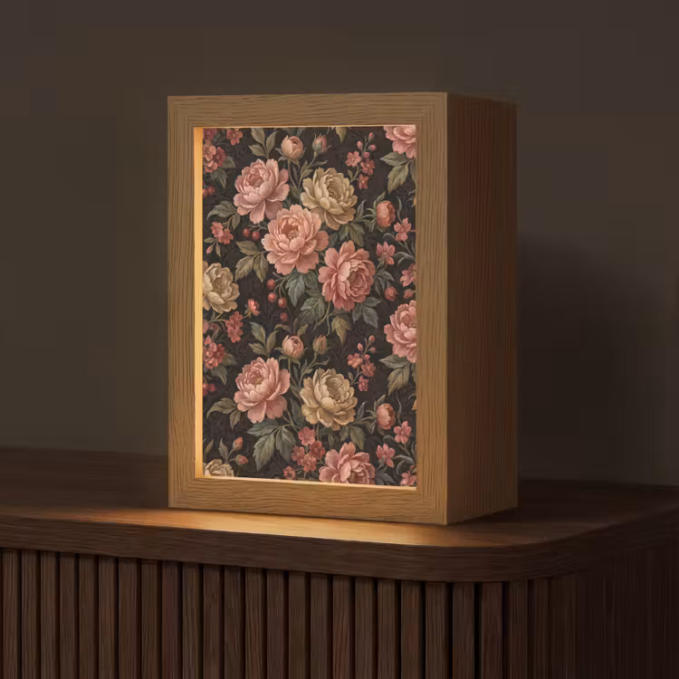 Gepersonaliseerde lightbox - Bloemen - Patroon - Natuur - Vintage - Roze — 1