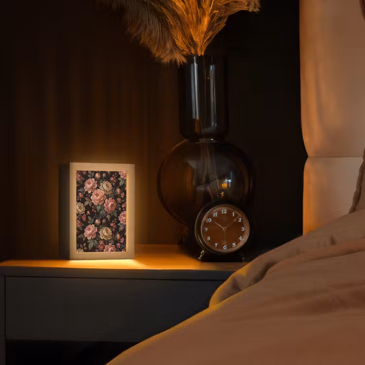 Gepersonaliseerde lightbox - Bloemen - Patroon - Natuur - Vintage - Roze — 2