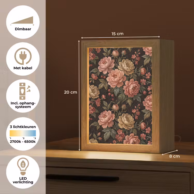 Gepersonaliseerde lightbox - Bloemen - Patroon - Natuur - Vintage - Roze — 7