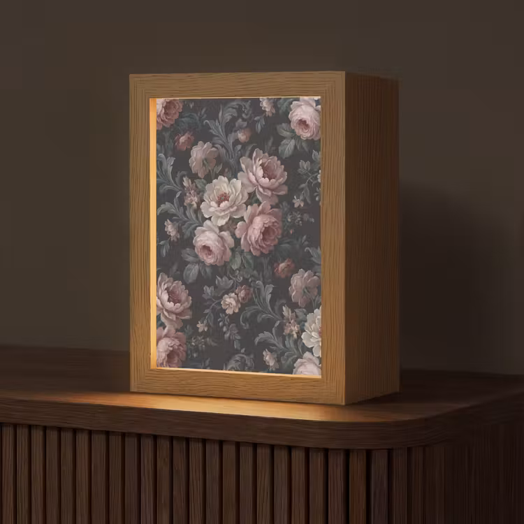 Gepersonaliseerde lightbox - Bloemen - Patroon - Sierlijk - Roze - Donker — 1