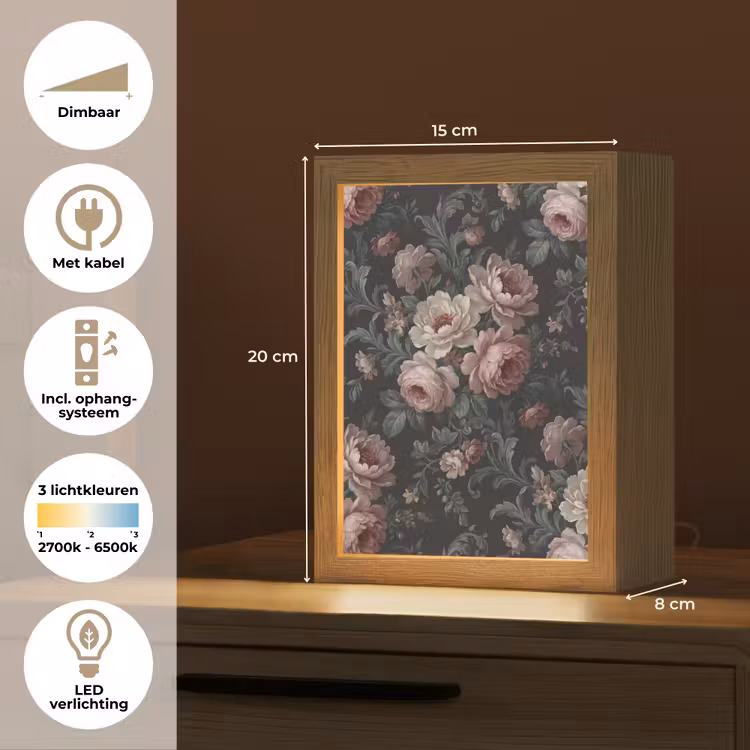 Gepersonaliseerde lightbox - Bloemen - Patroon - Sierlijk - Roze - Donker — 7
