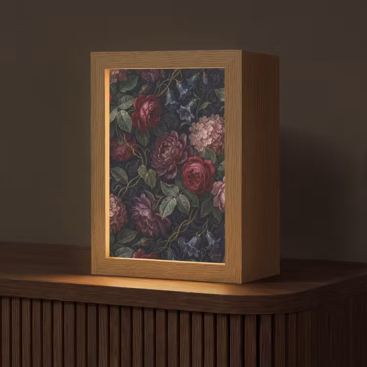 Gepersonaliseerde lightbox - Bloemen - Rood - Klassiek - Donker - Patroon — 1